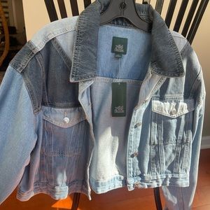 Patchwork Cropped Denim Jeans Jacket, Wild Fable L